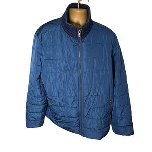 Weatherproof Puffer Jacket Insulated Zip Front Funnel Neck Blue XXL